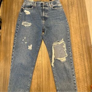 Forever 21 Relaxed Fit Distressed Blue Jeans